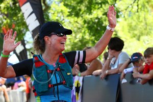 ANGELA CONQUERED THE OPEN WATER SWIM AT IM 70.3 MUNCIE
