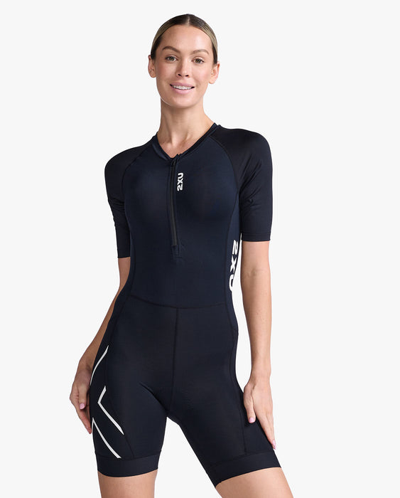 2XU Women's Core Sleeved Trisuit - Black/White